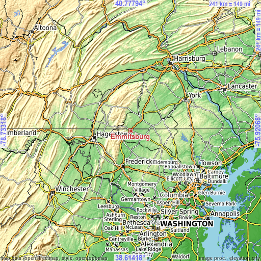 Topographic map of Emmitsburg