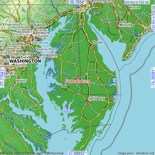 Topographic map of Federalsburg