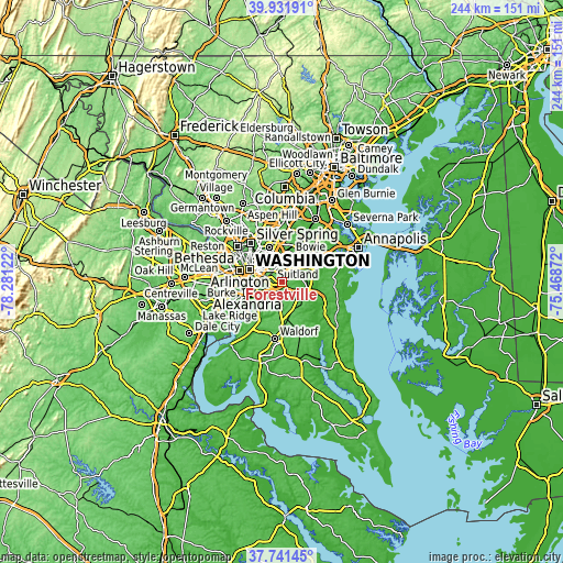 Topographic map of Forestville