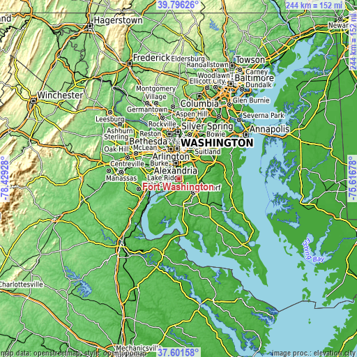 Topographic map of Fort Washington