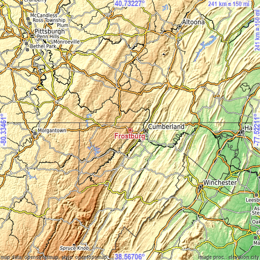 Topographic map of Frostburg