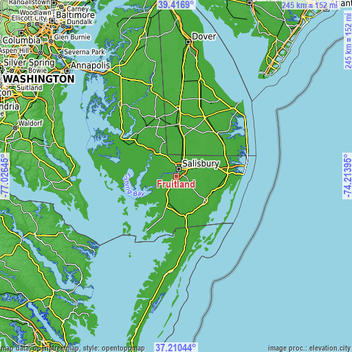 Topographic map of Fruitland