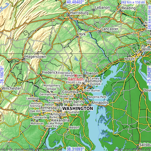 Topographic map of Garrison