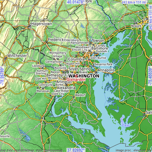 Topographic map of Glenarden