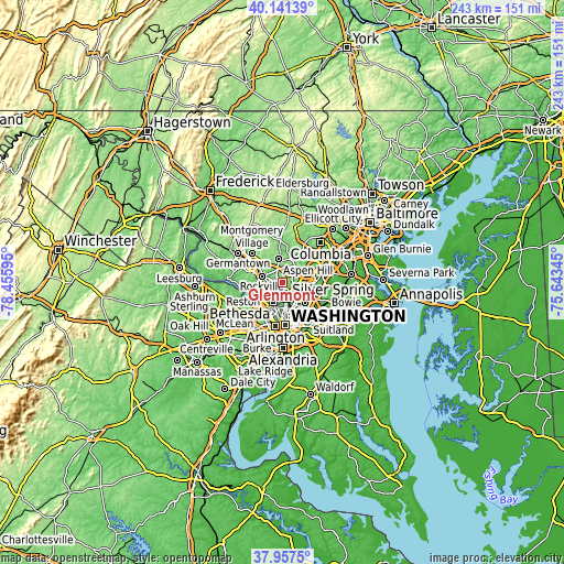 Topographic map of Glenmont