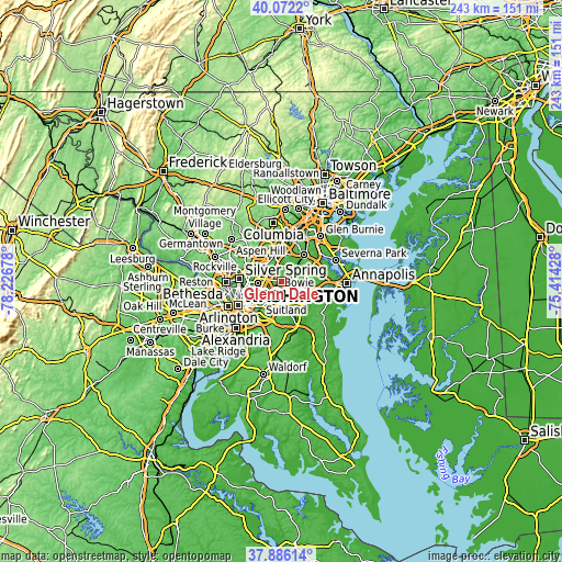 Topographic map of Glenn Dale