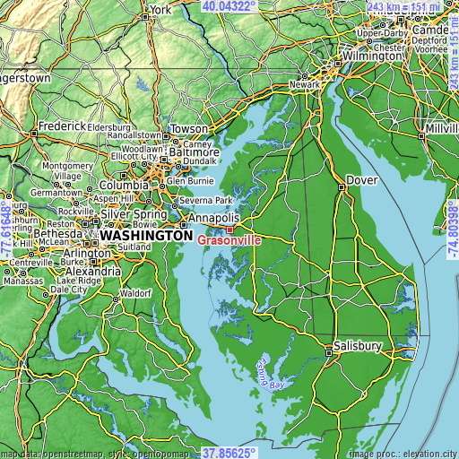 Topographic map of Grasonville