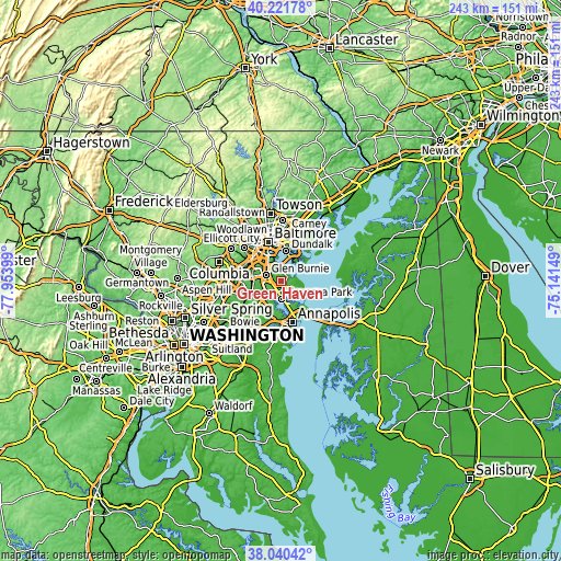 Topographic map of Green Haven