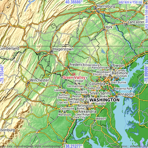 Topographic map of Green Valley