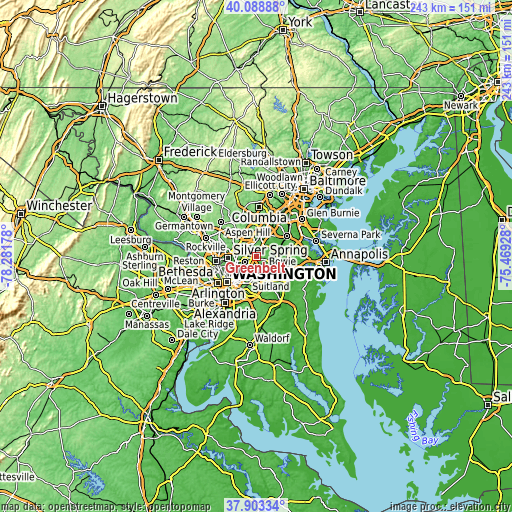 Topographic map of Greenbelt