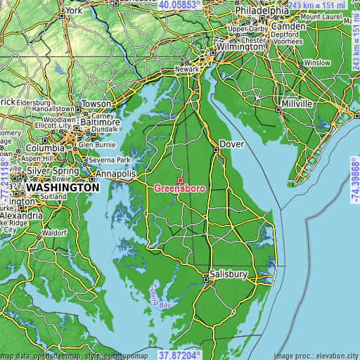 Topographic map of Greensboro