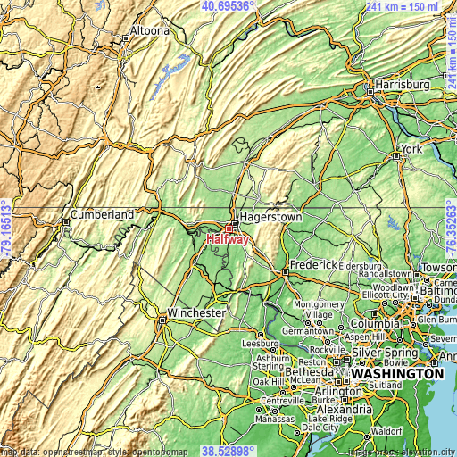 Topographic map of Halfway