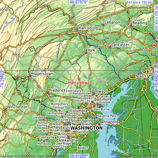 Topographic map of Hampstead