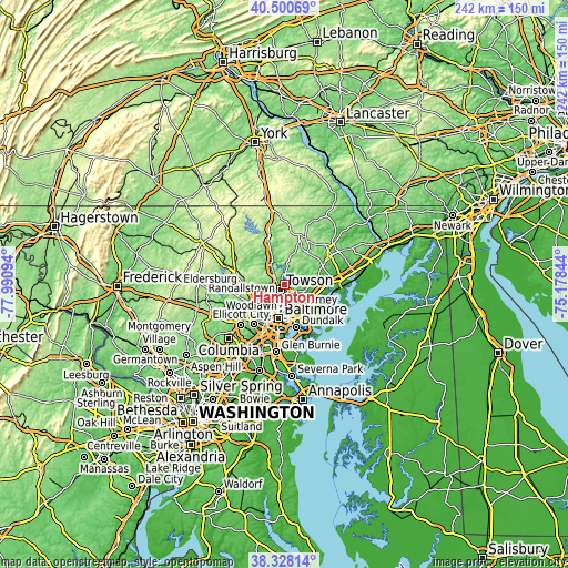 Topographic map of Hampton