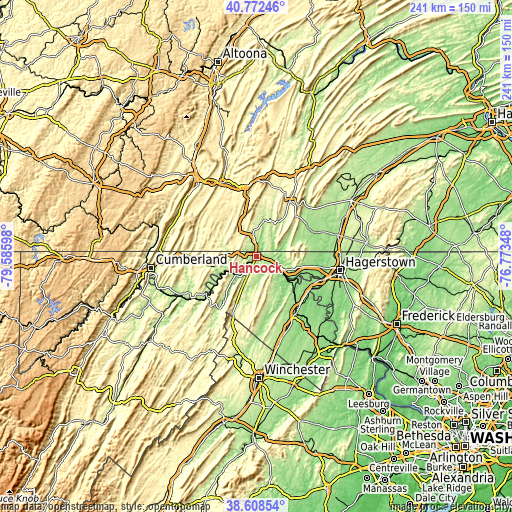 Topographic map of Hancock