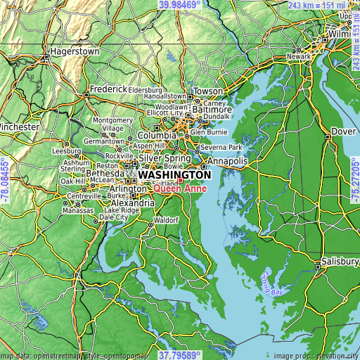 Topographic map of Queen Anne