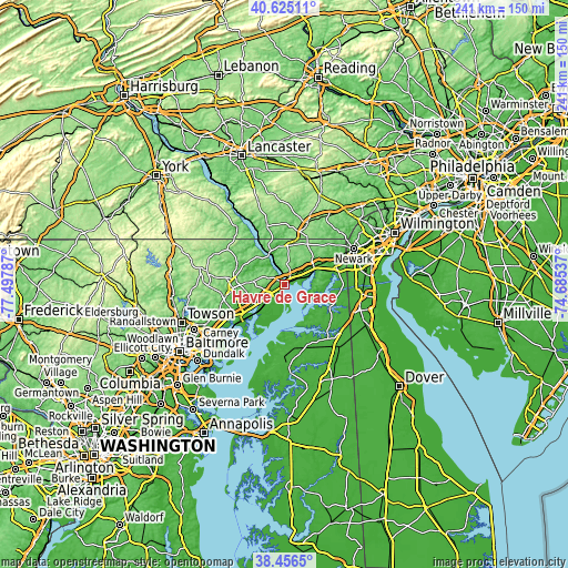 Topographic map of Havre de Grace