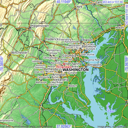 Topographic map of Hillandale