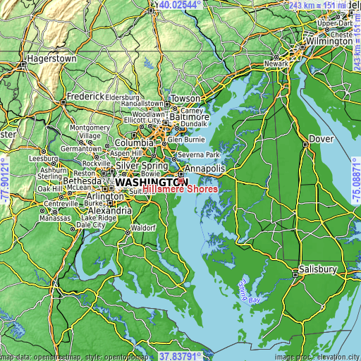 Topographic map of Hillsmere Shores