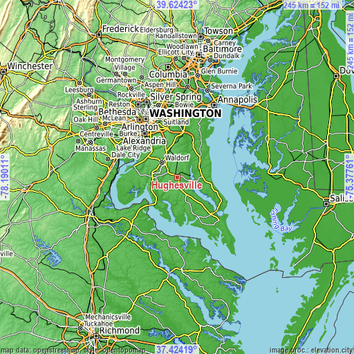 Topographic map of Hughesville