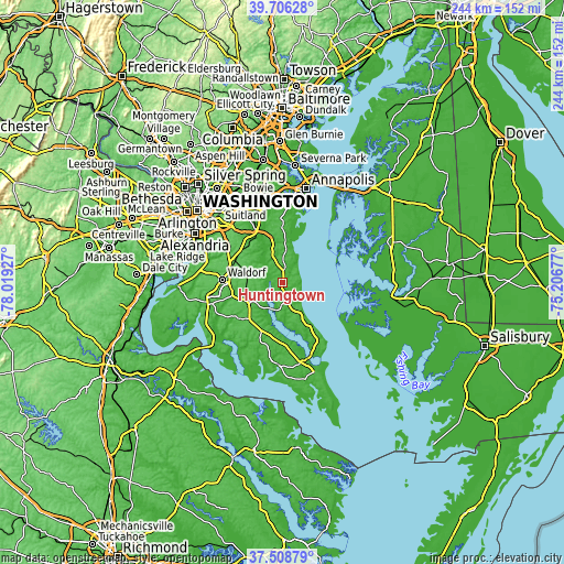 Topographic map of Huntingtown