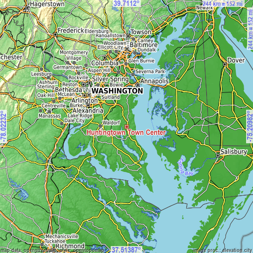 Topographic map of Huntingtown Town Center