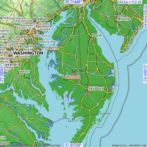 Topographic map of Hurlock