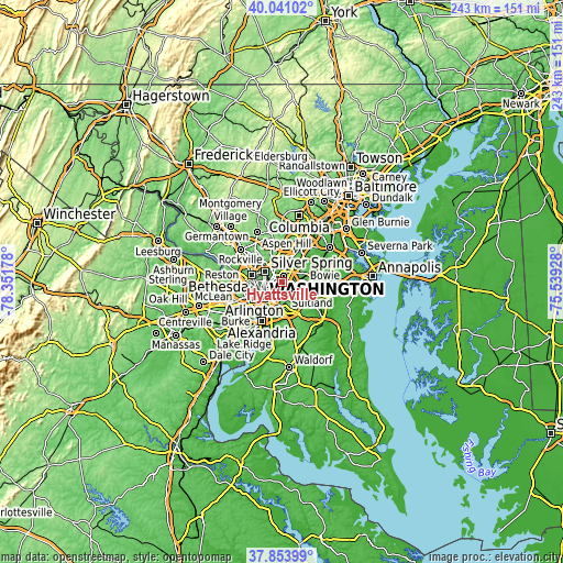Topographic map of Hyattsville