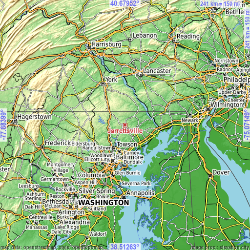 Topographic map of Jarrettsville