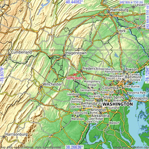 Topographic map of Jefferson