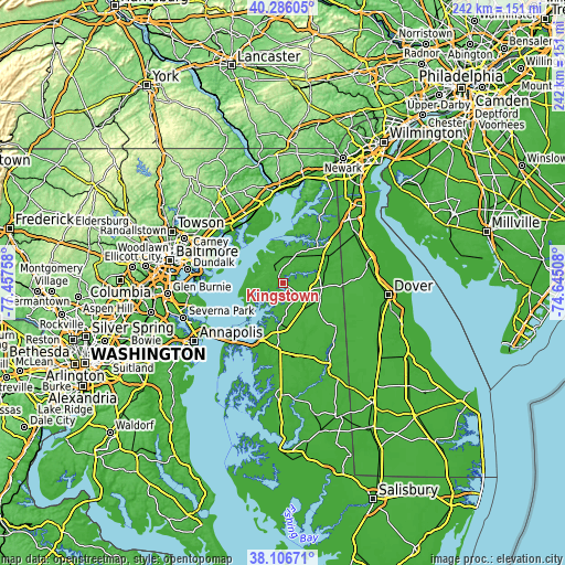 Topographic map of Kingstown