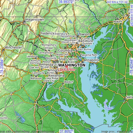 Topographic map of Lake Arbor