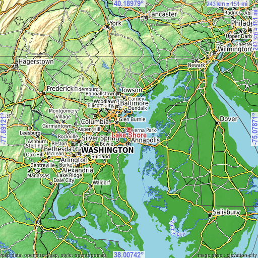 Topographic map of Lake Shore