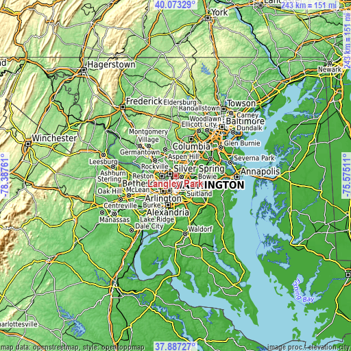 Topographic map of Langley Park