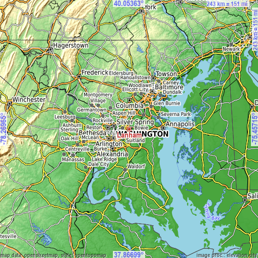 Topographic map of Lanham