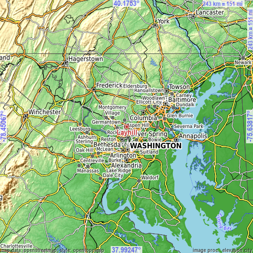 Topographic map of Layhill