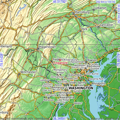 Topographic map of Linganore