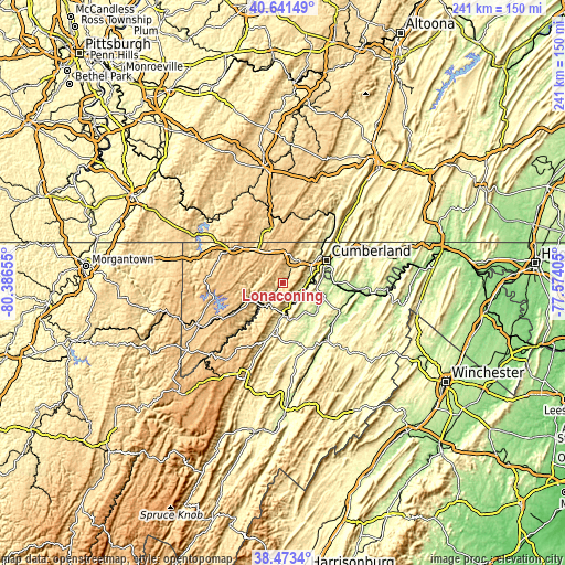 Topographic map of Lonaconing