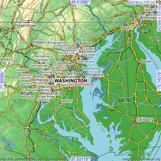 Topographic map of Londontowne