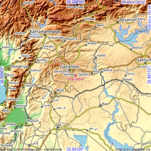 Topographic map of Yeşildere
