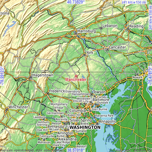 Topographic map of Manchester