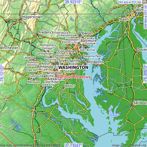 Topographic map of Marlboro Meadows