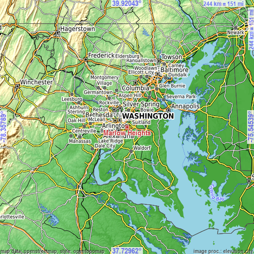 Topographic map of Marlow Heights