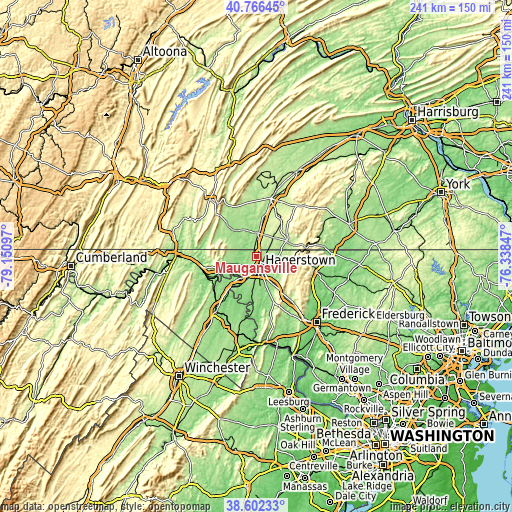 Topographic map of Maugansville