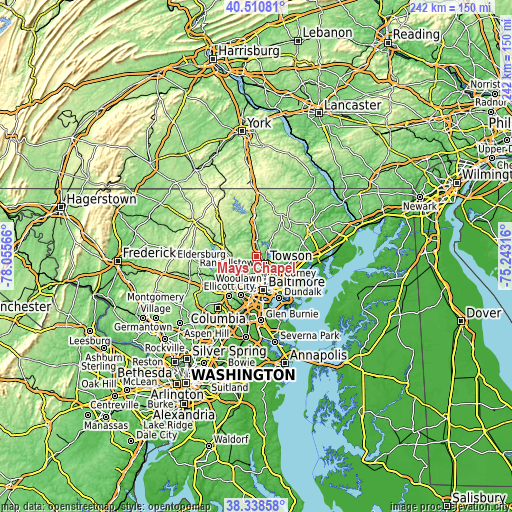 Topographic map of Mays Chapel