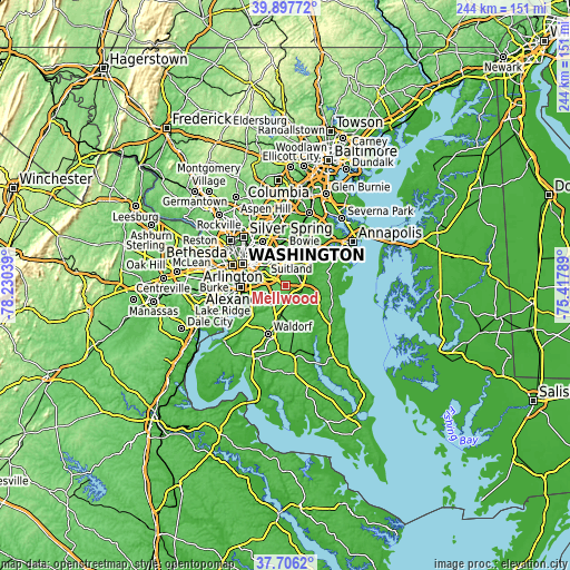 Topographic map of Mellwood