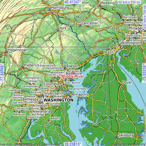 Topographic map of Middle River