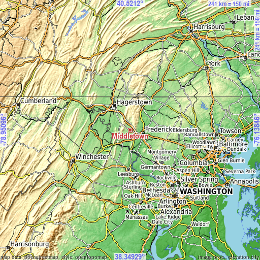 Topographic map of Middletown