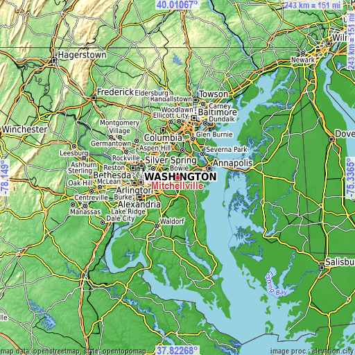 Topographic map of Mitchellville