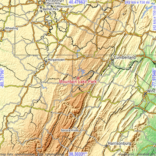 Topographic map of Mountain Lake Park